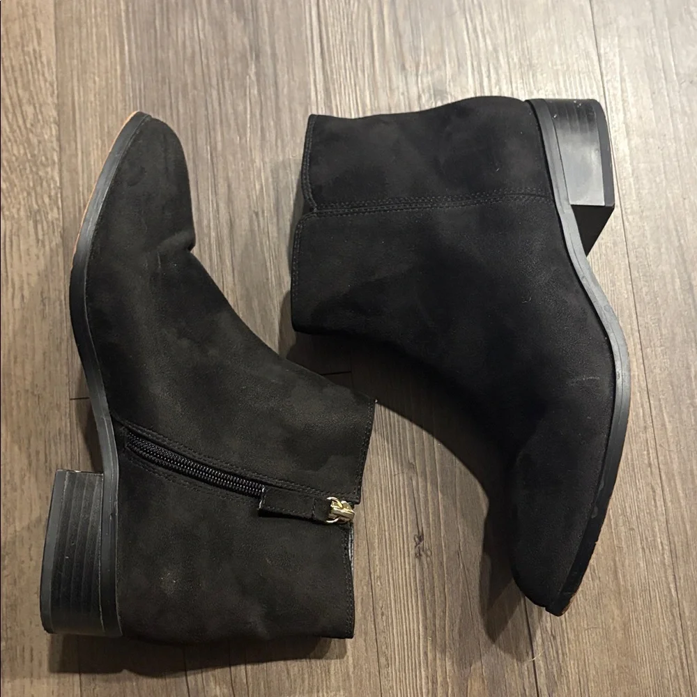 J. Crew Women’s Faux Suede Black Flat Ankle Boots